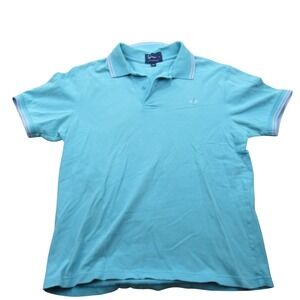 Fred Perry Mens Turquoise Cotton Pique Polo Shirt Short Sleeve Logo Size L